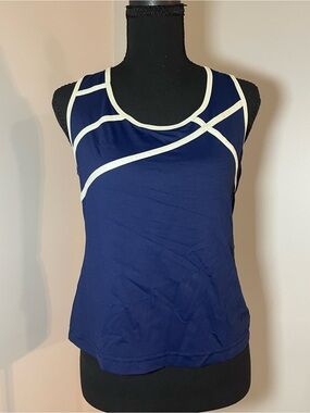 Navy Blue Tank Top with White Trim